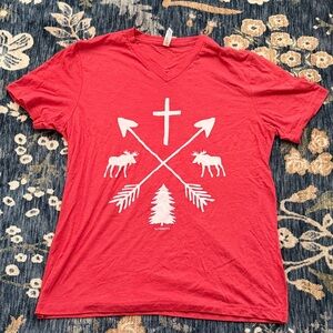 Oliver & Otis Bella Canvas Red Christmas V-Neck Tee